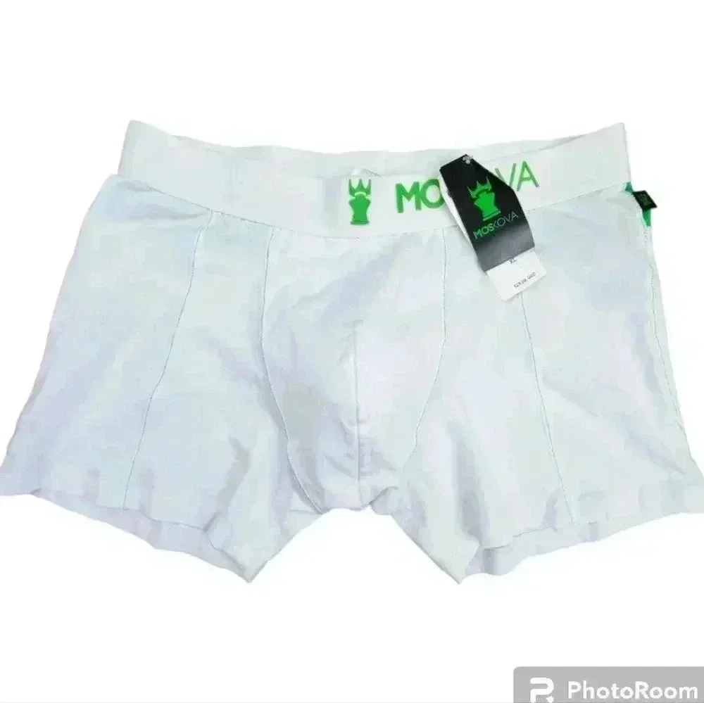 MOSKOVA M2 COTTON BOXER NWT 3 IN INSEAM WHITE STYLE # MCMUW001 XL
